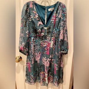 Tibi - Size 8 Silk Dress, with lining & three quarter sleeves
